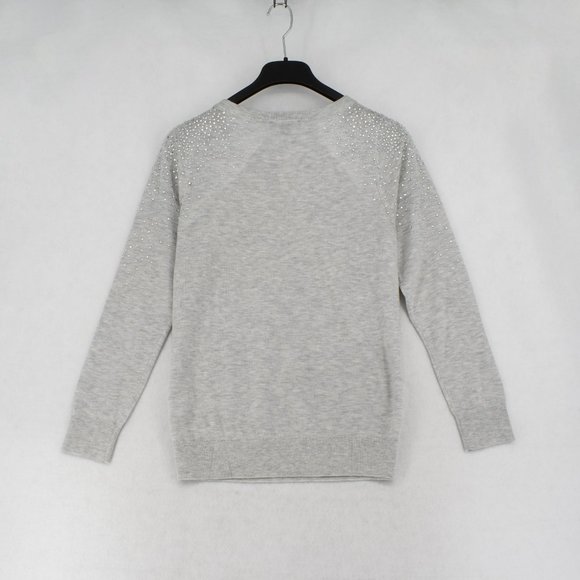 INC Sweater Womens Rhinestone Embellished Shoulder Pullover Sweater Heather Gray - Picture 7 of 8